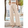 thumbnail image 4 of Yesfashion Wide Leg Pants Women's High Elastic Waisted in The Back Business Work Trousers Long Straight Suit Pants, 4 of 8