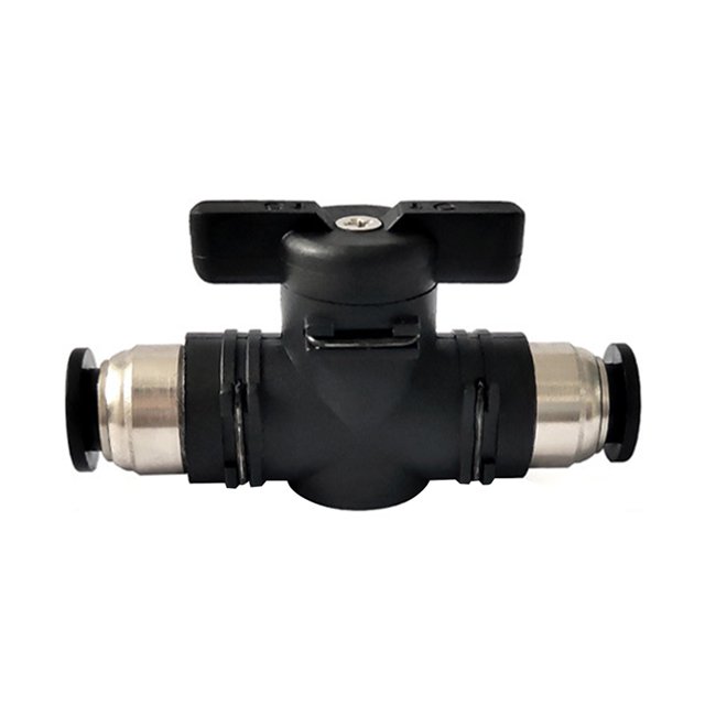 Visland Pneumatic Push in Quick Joint Connector Hand Valve Black BUC 6mm 8mm 10mm 12mm Air Flow Control Valve to Turn Switch Manual Ball Current Limiting