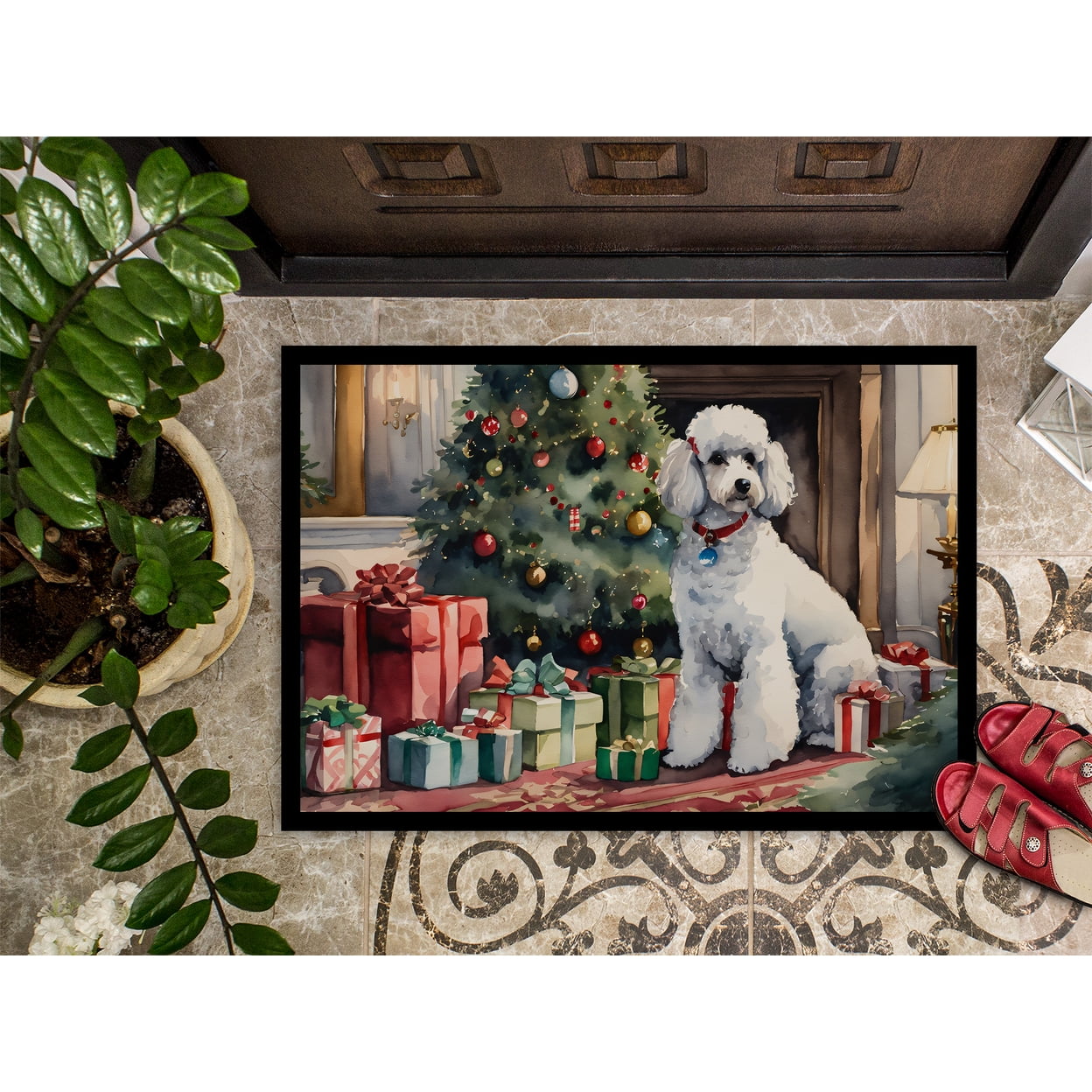 Carolines Treasures DAC2728MAT 0.15 x 18 x 27 in. Poodle Cozy Christmas Doormat