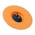 thumbnail image 1 of Naiovety Tapas de taza con soporte para cuchara, cubierta de taza de té reutilizable a prueba de fugas, vasos de vidrio para beber, tapa a Teteras Naranja, 1 of 6