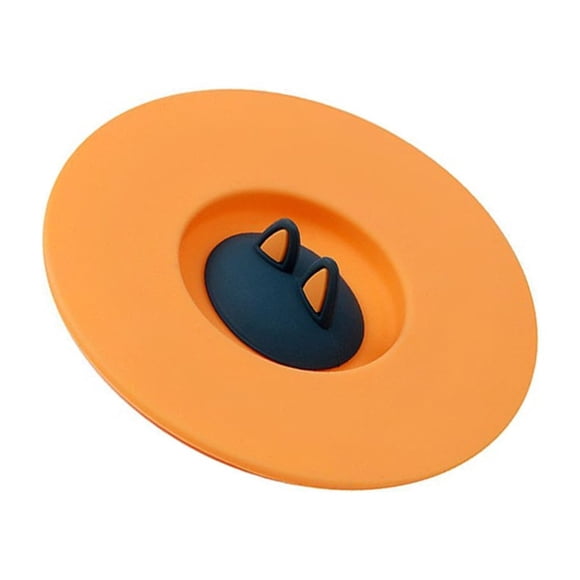 Naiovety Tapas de taza con soporte para cuchara, cubierta de taza de té reutilizable a prueba de fugas, vasos de vidrio para beber, tapa a Teteras Naranja