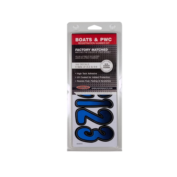 Hardline Boat Lettering Registration Kit 3 in. - 200 Blue/Black