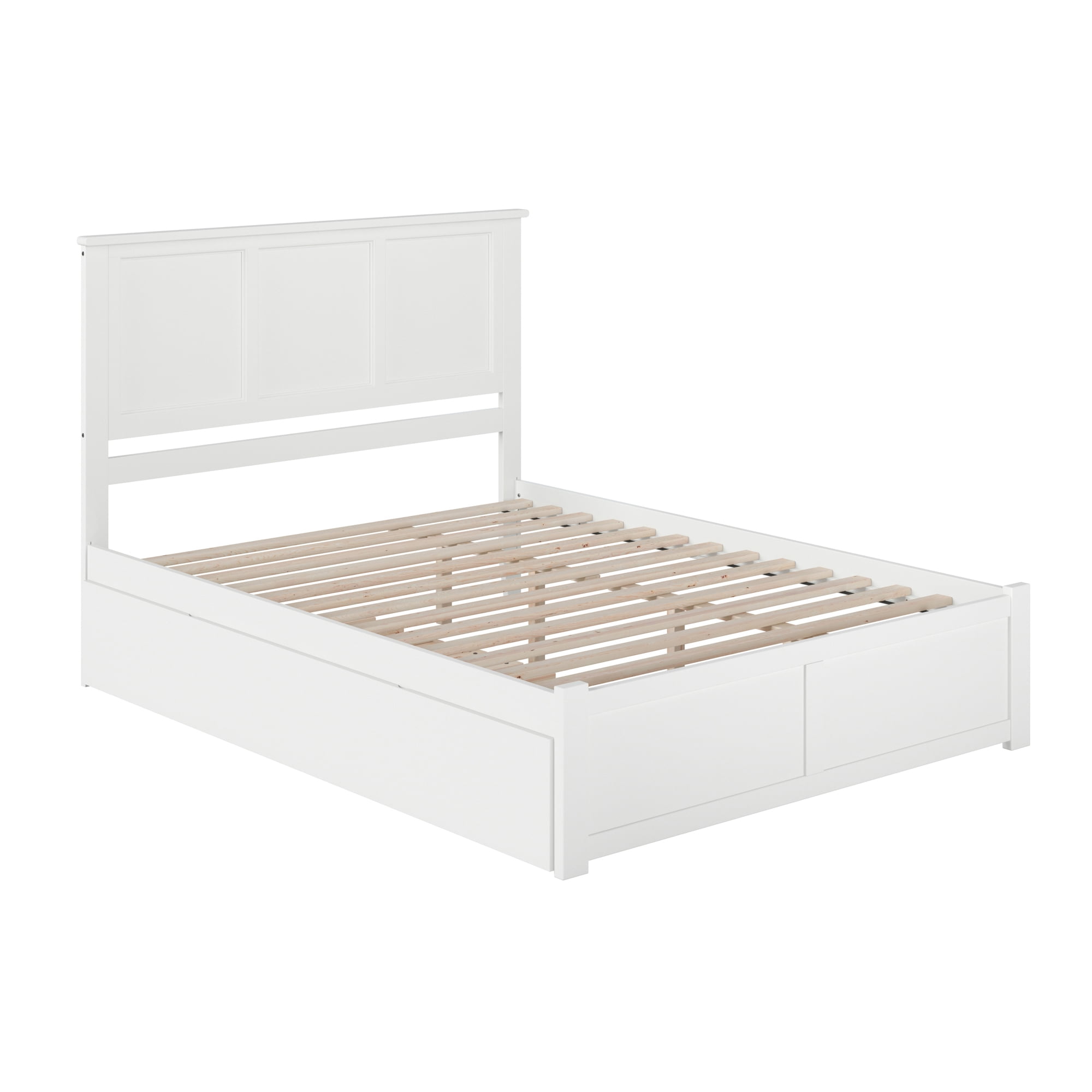 AFI Madison Queen Wood Platform Bed with Headboard Footboard & Twin XL Trundle, White