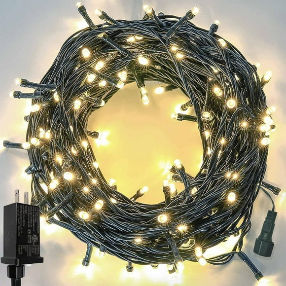 Guirnalda de luces navideñas YIQU de 33 pies, 100 LED, blanco cálido, impermeable