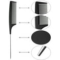 thumbnail image 2 of Peine para el cabello, peine de cola de fibra de carbono, corte de cabello profesional para peluquería (negro, 1 pieza) JM  JM, 2 of 5