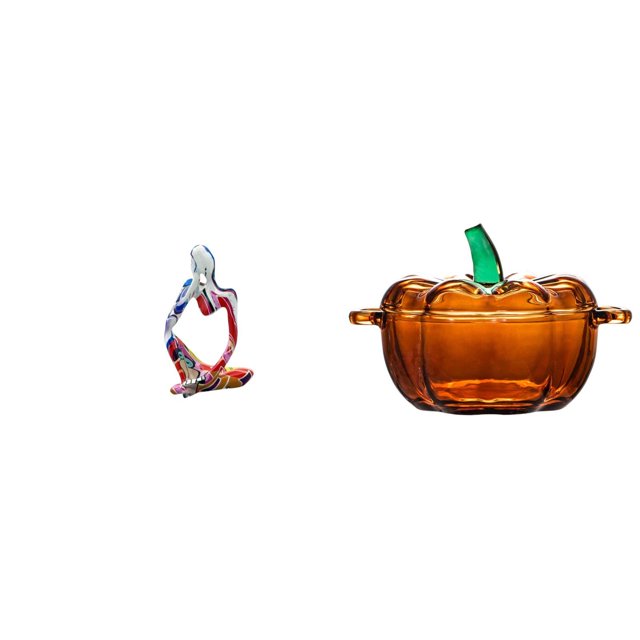 Figura decorativa abstracta de calabaza en resina, tapa de bombonera de cristal, escultura coleccionable, tarro de de escritorio, color naran