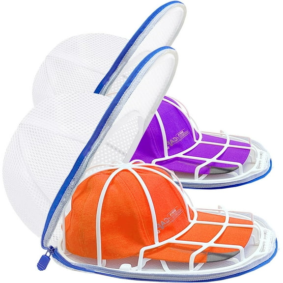Hat Cleaning Kit with Washer Cage 2-Pack - Baseball Cap Protector for Washing Machine, Includes Hat Shaper & Mesh Bags