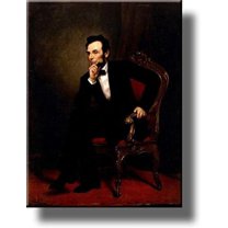 Abraham Lincoln Sitting Portrait Picture by Healy on Stretched Canvas, Wall Art Décor, Ready to Hang!