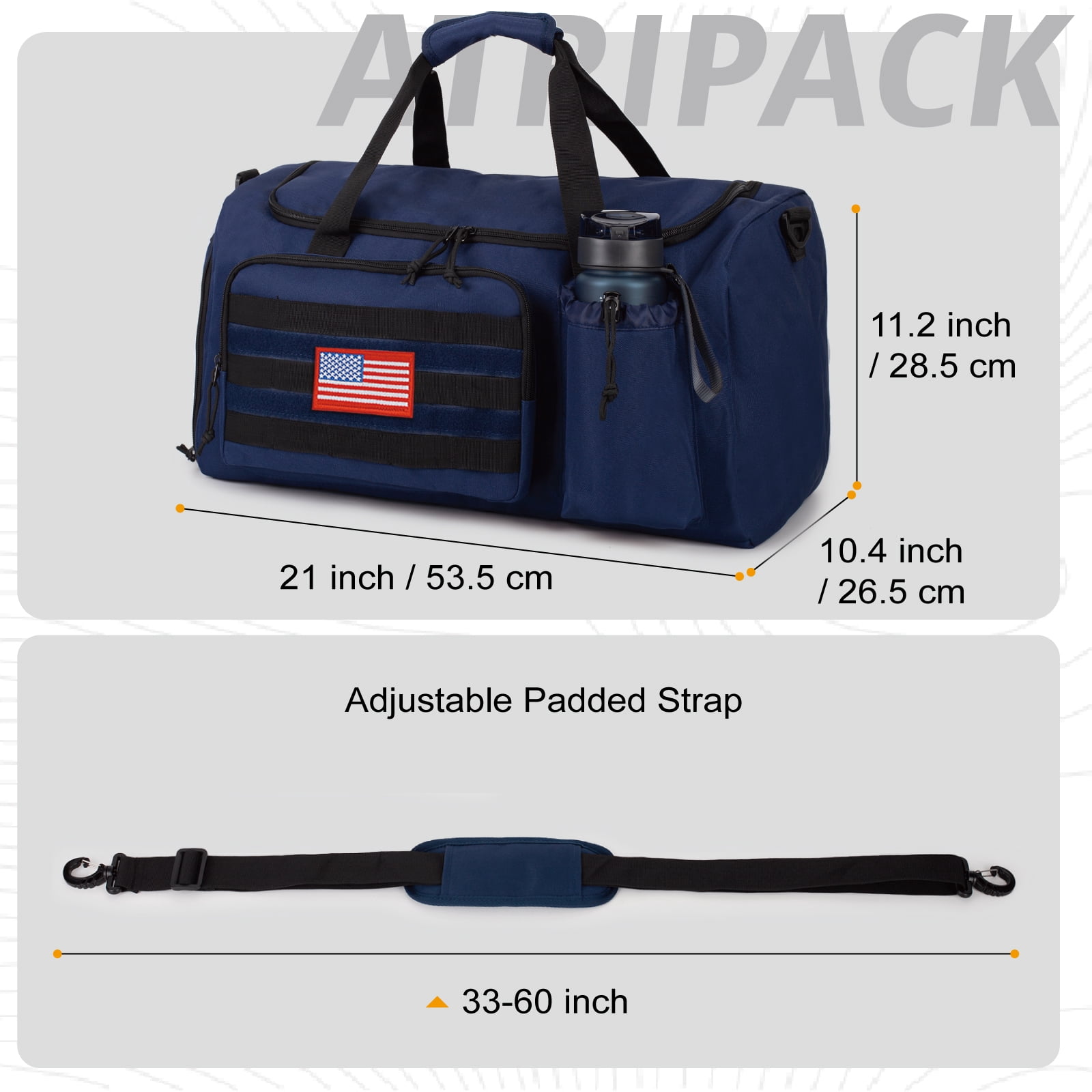 TRIPGEAR Large 40L 2-in-1 Convertible Sports Bag, Multi-functional Travel Duffle with Shoe Compartment for Daily Use