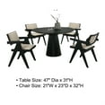 thumbnail image 5 of Bili 5pc Round Dining Table and 4 Armchairs Set- Open Back- Beige- Black, 5 of 6