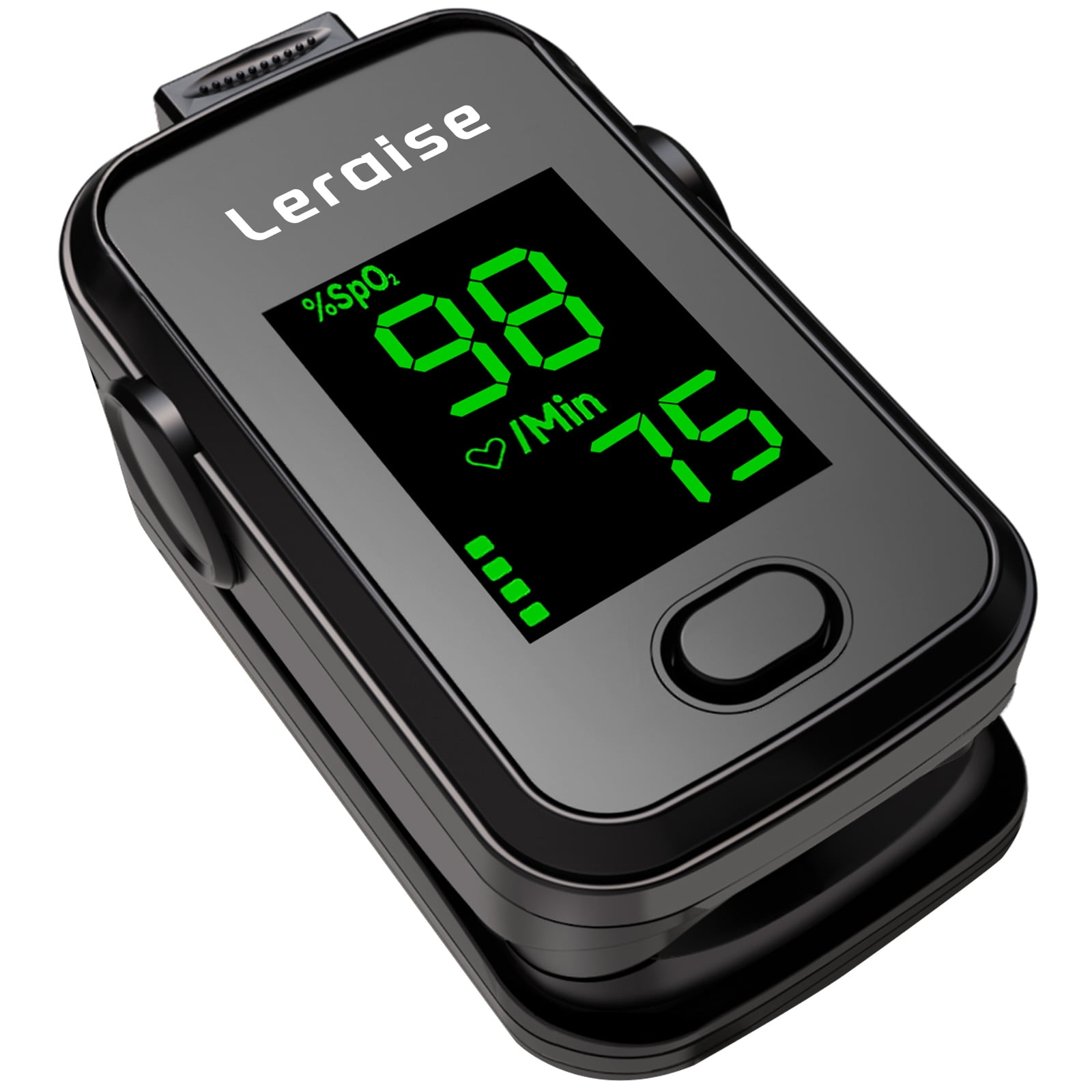 Fingertip Pulse Oximeter, Oxygen Level Pulse Rate, Includes Batteries and Lanyard - Black