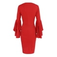 thumbnail image 2 of Vedolay Mini Dress Women's Formal V Neck Ruffle Split Evening Party Long Dress,Red M, 2 of 4