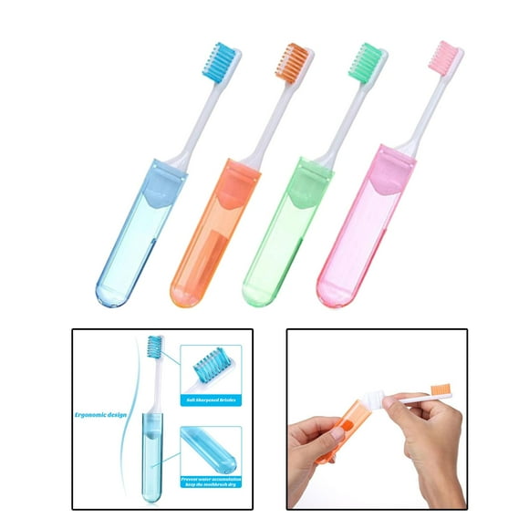 4Pcs Portable Travel Folding Toothbrush with Box Durable Clean for Vacations Colco cepillo de dientes plegable