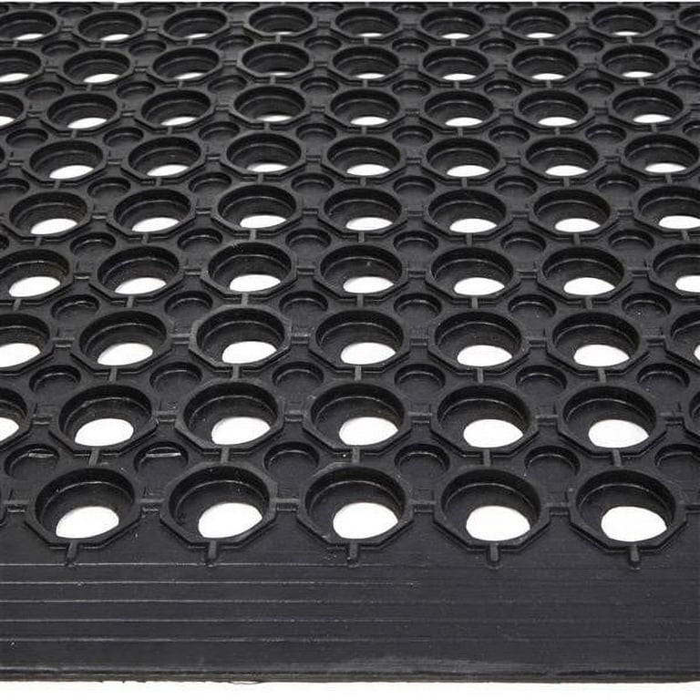 tonchean Rubber Drainage Floor Mat 82.6 x 35.4 Inch Rubber Kitchen Mats  with Drainage Holes and Non-Slip Bumps Indoor Outdoor for Commercial