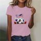 thumbnail image 2 of Blusas para las Mujeres Casual, Estampado Manga Corta Cuello Redondo Camiseta Top Hecho de Cómodo Estante de Imitación para Toda la Temporada de Uso Diario, Tops Cortos para las Mujeres, 2 of 5