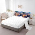 thumbnail image 3 of Erosebridal Lit Marin en Sac Taille Simple, Ensemble de Lit Cocotier, Décor Coucher de Soleil Romantique, Réversible, 3 of 5