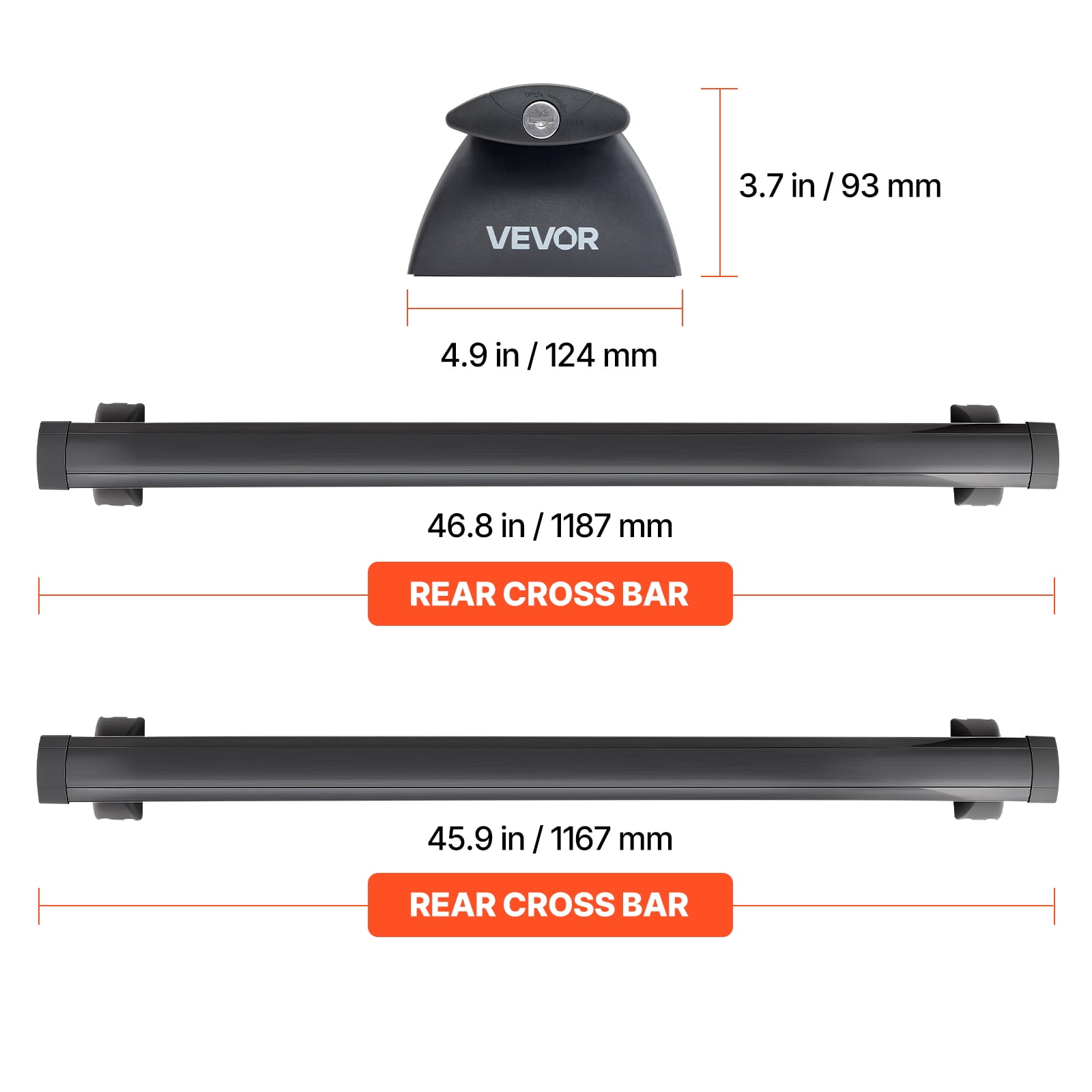 VEVOR Roof Rack Cross Bars, Fits Jeep Grand Cherokee 2011-2021 (With Grooved Side Rails), 200 LBS Capacity, Lockable Heavy Duty Aluminum Crossbar Racks Roof Rail Rooftop Luggage Canoe