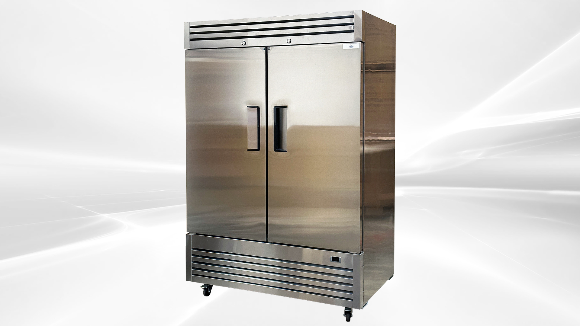 Cooler Depot Reach In Two Door Stainless Steel Fridge Refrigerator Stainless Steel Interior AKR-13781, NSF Certified