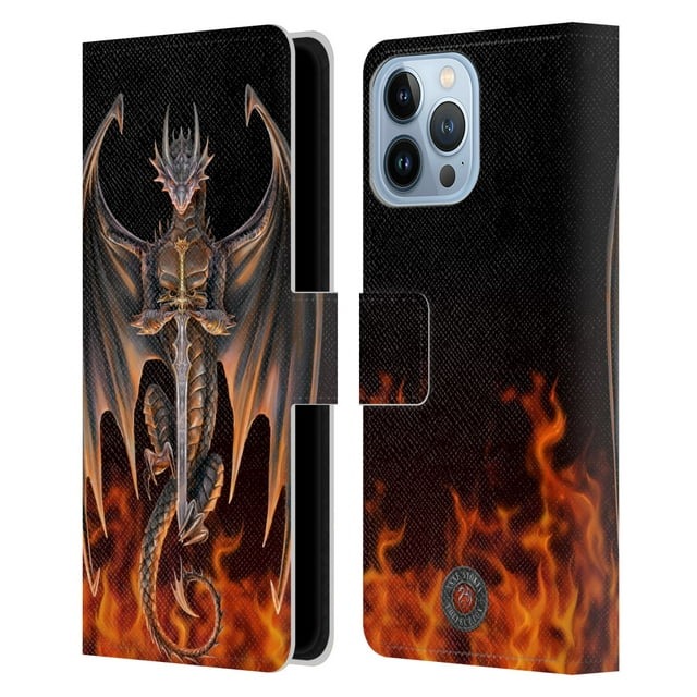 Head Case Designs Officially Licensed Anne Stokes Dragons 3 Warrior Leather Book Wallet Case Cover Compatible with Apple iPhone 13 Pro Max