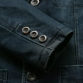 thumbnail image 7 of Men's Slim Denim Blazer Vintage Three Buttons Single Cowboy Jacket Long Sleeve Casual Coat, 7 of 7