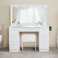 thumbnail image 3 of Naomi Home Vera Makeup Deluxe Vanity Table Set, 7 Drawers, 11 Lights, Oversized Mirror, White, 3 of 10