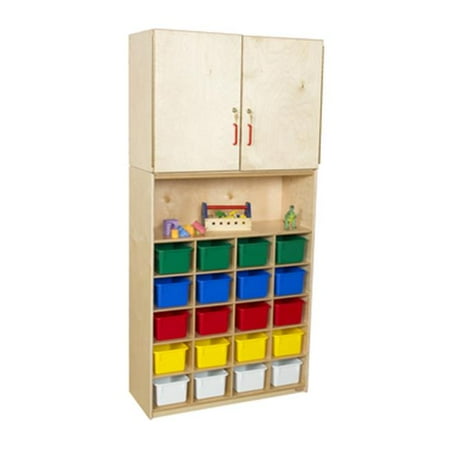 20 Tray Cabinet - Wood Designs 56203AP Vertical Storage Cabinet With 20 Assorted Pastel Trays