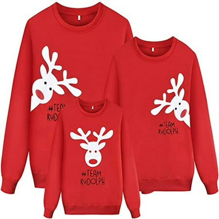 

Christmas Deals Family Matching Pullover Parent-child Long Sleeve Reindeer Print Jumper Sweatshirt