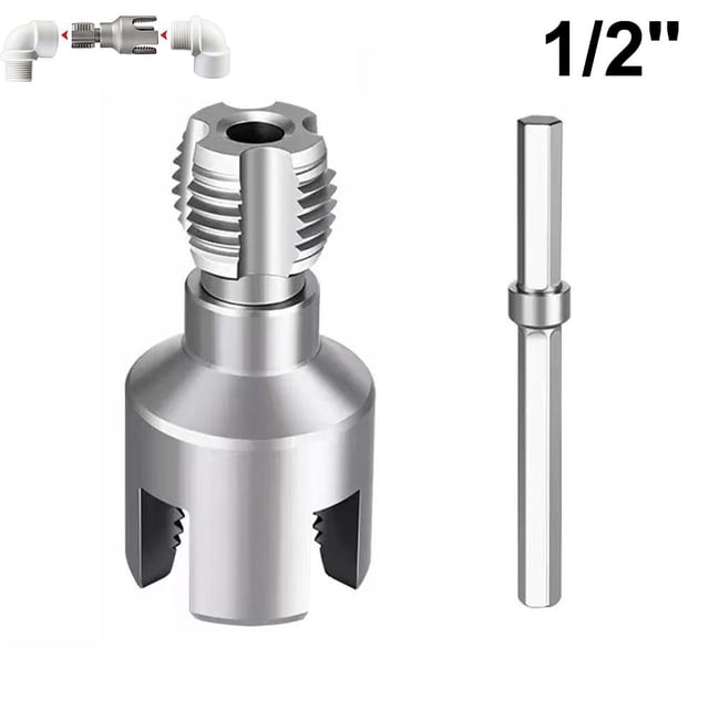 Pipe Tapping and Threading Tool, PVC Pipe Threader Kit, Integrated Internal & External Pipe Threading Tool, Electric Drill Compatible Rethreading Tool, Dual-Function Thread Cutter for Plastic Pipes