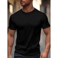 thumbnail image 1 of Black T-Shirts for Men Solid Color Short Sleeve Crewneck Tee Men's Casual T-Shirt, 1 of 8