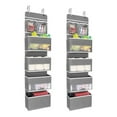thumbnail image 1 of Innovador organizador para colgar sobre la puerta, tela no tejida transpirable, para guardar cosméticos, juguetes y artículos diversos, ventanas de PVC transparente y placas de soporte, paquete de 2, 1 of 5