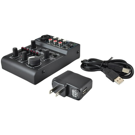 Pyle Bluetooth 3-Channel Mixer DJ Controller Audio Interface, 18V Phantom Power Supply