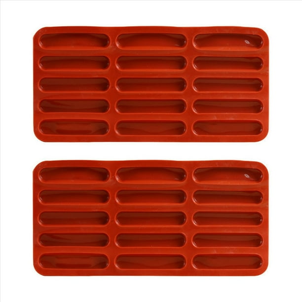 2X Molde de Silicona para Galletas con Dedos de Tiramisú, Molde para Hornear Barras de Cereales con 15 Cavidades, Molde para Barras de Chocolate, Molde de Silicona con Tiras Largas