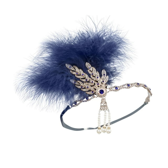 Diadema Yuyangstore Tocado de aleta Estilo Flapper Azul