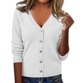 thumbnail image 3 of Nestiefly Womens Button Down Cardigan Sweater 2026 Casual Soft V Neck Work Sweaters Lightweight Knit Tops Fall Clothes White 2XL, 3 of 7