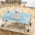 thumbnail image 7 of Folding Lap Desk, 23 Inch Portable Wood Black Laptop Bed Desk Lap Desk with Cup Holder, for Working Reading Writing, Eating, Watching Movies for Bed Sofa Couch Floor-Blue, 7 of 7