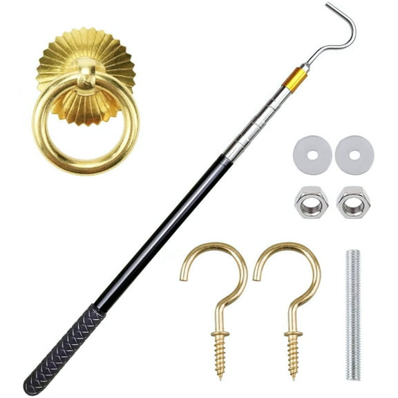 Ladder Pull Down System Kit, Attic Ladder Pull Down System, Attic Pull Down Cord Replacement, Retractable Pull Rod Length 56-164 cm/22-64.6 in, Ideal for Lightweight Attic Stairs and Doors