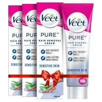 Veet Pure Hair Removal Cream for Women with No Ammonia Smell, Sensitive Skin - 100 g (Pack of 3) | Suitable for Legs, Underarms, Bikini Line, Arms | 2x Longer Lasting Smo