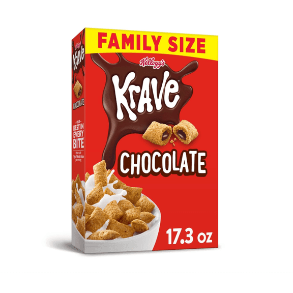 Krave Cold Breakfast Cereal, Kids Cereal, Family Breakfast, Family Size, Chocolate, 17.3oz Box