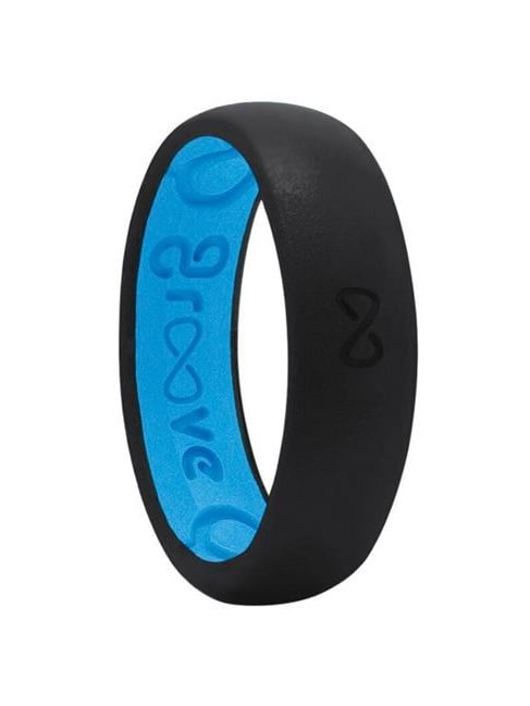 Unisex Round Wedding Band Silicone Water Resistant Midnight Black/Blue