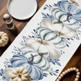 thumbnail image 6 of Fall Table Runner Thanksgiving White Blue Pumpkin Table Runners Floral Eucalyptus Leaves Cotton Linen Dresser Scarf Kitchen Dining Table Decor for Fall Holiday Party Decor 13x72 Inch, 6 of 9