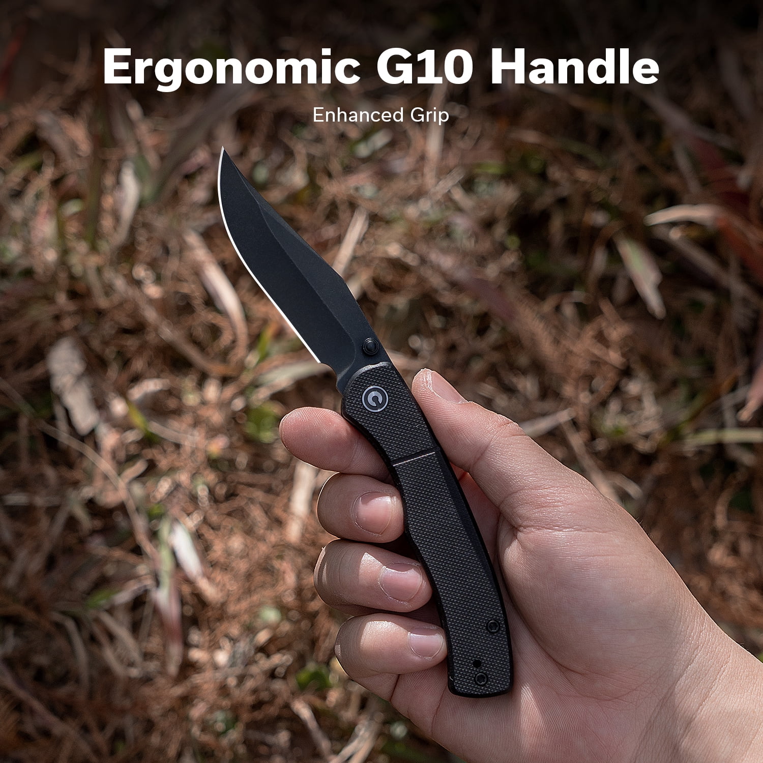 CIVIVI Clingman Pocket Folding Knife with Titanium Reversible Clip, 2.99" Nitro-V Blade G10 Handle Liner Lock Knife C23065-1 (Black)