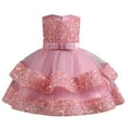 thumbnail image 2 of ZHUASHUM Kids Children'S Summer Sleeveless Sleeveless Evening Princess Dress Butterfly Pearl Wedding Dress For Girls Pink,6-12 Months, 2 of 8