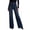 Blue, variant on QURATI High Waisted Wide Leg Denim Jeans with Patch Pockets Womens Bottoms Blue L