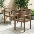 thumbnail image 2 of Tcbosik Outdoor Dining Chairs Set of 2, Acacia Wood Chair, Armchair for Backyard, Poolside, Porch, Deck, Lawn, Grey, 2 of 11