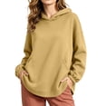 thumbnail image 3 of Essentials Hoodie Zaewscy Women's /Winter Casual Solid-Color Long-Sleeve Hooded Sweatshirt With Pockets Khaki L, 3 of 9