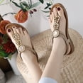 thumbnail image 5 of Womens Sandals Shoes Comfort Walking with Non Slip on Casual Summer Beach Shoes Dress Ankle Elastic Jeweled Bohemian Flats, 5 of 8
