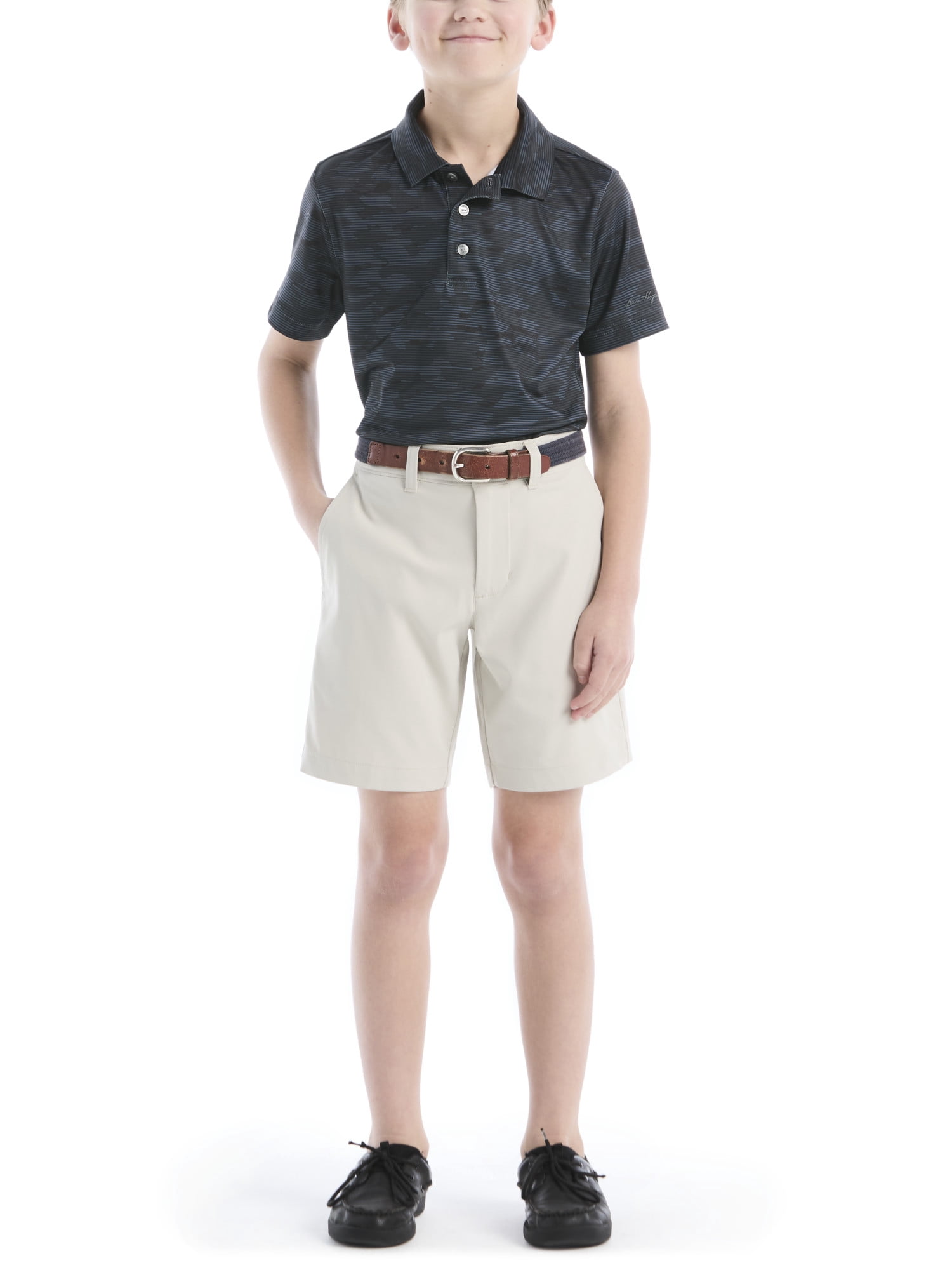 Ben Hogan Performance Little Boys and Big Boys Linear Camo Printed Short Sleeve Golf Polo Shirt, Sizes 4-18