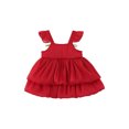 thumbnail image 4 of Summer Clearance Holiday Deals 2025! QTOCIO Toddler Girls Dresses, Baby Girl Summer Clothes, Toddler Kids Baby Girls Fashion Cute Sleeveless Sweet Solid Color Mesh Flower Dress, Red, 18 Months, 4 of 8