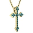 thumbnail image 2 of Dazzlingrock Collection Round Blue Diamond Cross Pendant for Women with 18 Inch Gold Chain (0.25 ctw, Color Blue, Clarity I2-I3) in 10K Yellow Gold, 2 of 4