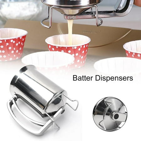 

Handheld Pancake Batter Dispenser with Lid Stainless Steel Professional Batter Funnel Kitchen Tool for Baking Cake Cupcakes Crepes